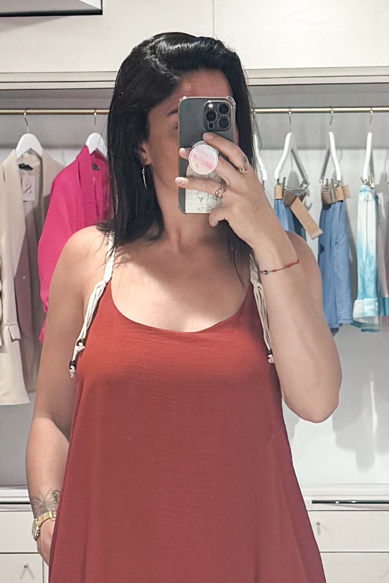 robe fluide femme, poches, coupe large, terracotta, look casual été SANAES